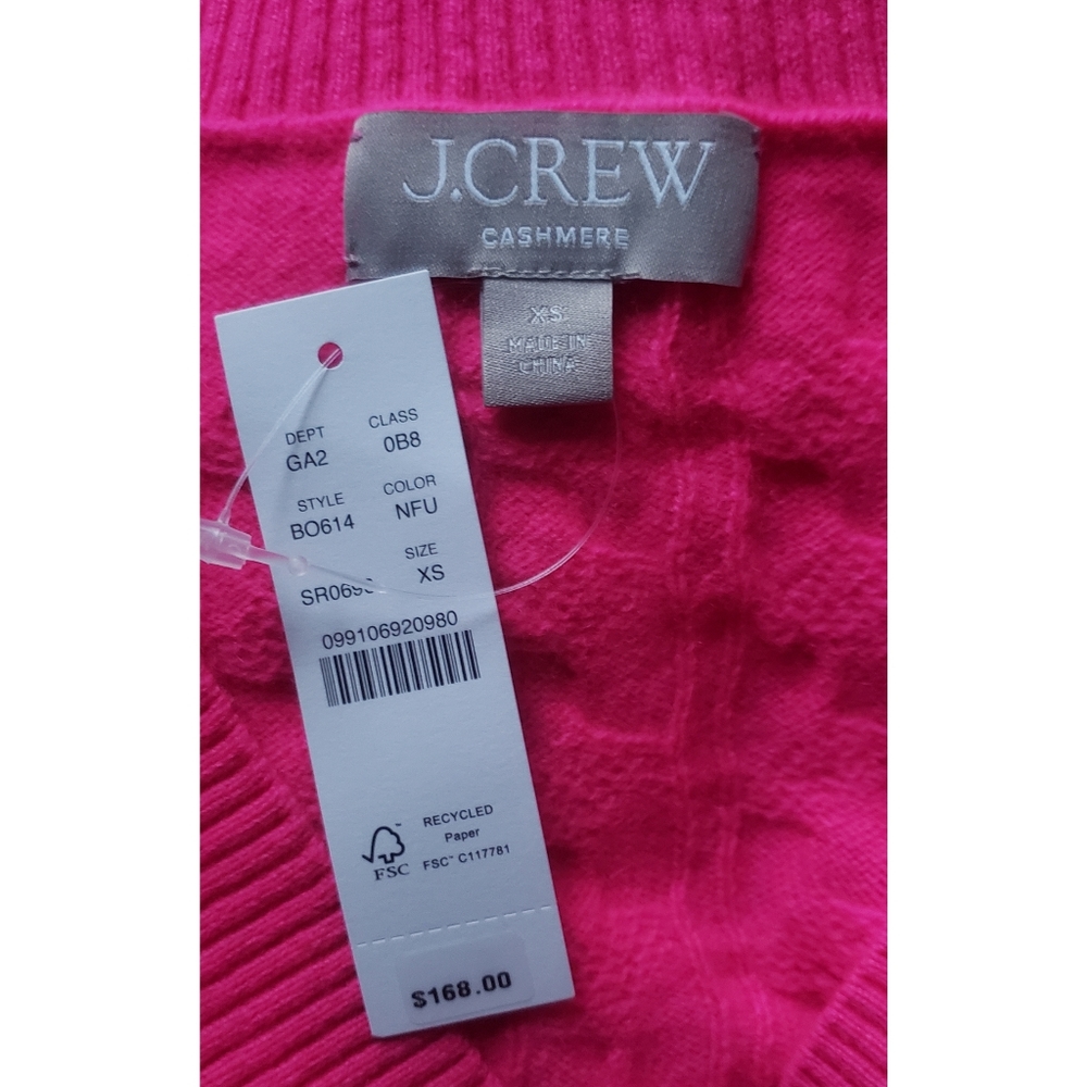 J.Crew Cashmere shrunken cable-knit V-neck cardigan sweater - Picture 7 of 8